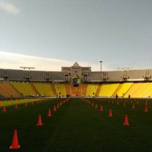 Olympisch Stadion Barcelona vanaf het veld