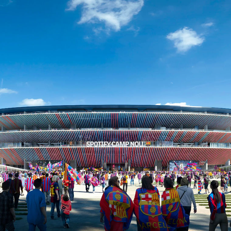 Een sfeerimpressie van de aanvang van een wedstrijd in het nieuwe Camp Nou.