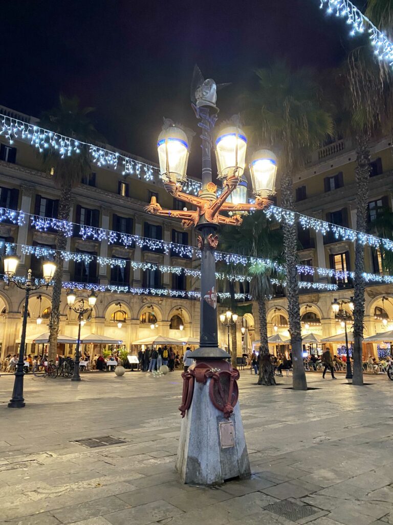 Plaça Reial in Barcelona met kerst